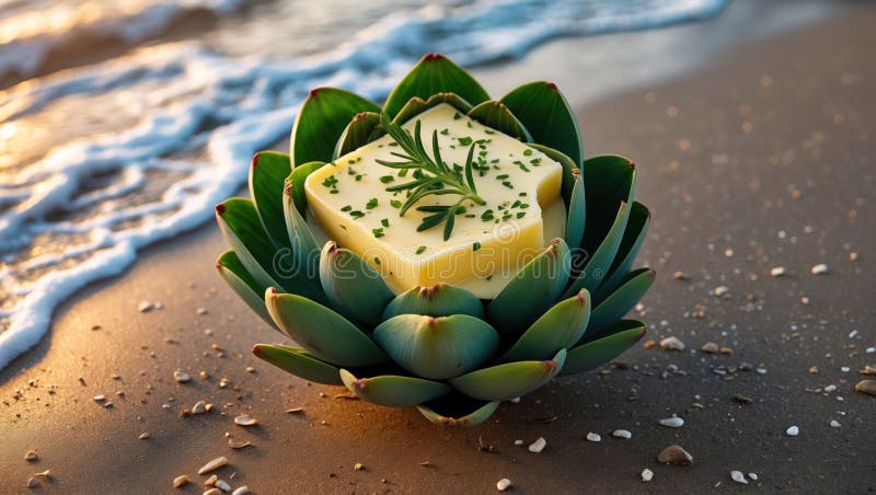 Kräuterbutter am Sandy Beach bei Sunset vektor abbildung