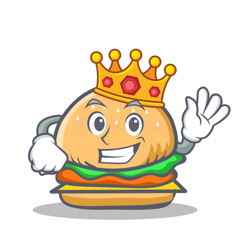 Królewiątko hamburgeru charakteru fast food ilustracja wektor Królewiątko hamburgeru charakteru fast food ilustracja wektor