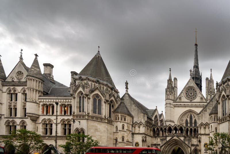 The Royal Courts of Justice, or Law Courts, in Westminter, London, England. The Royal Courts of Justice, or Law Courts, in Westminter, London, England