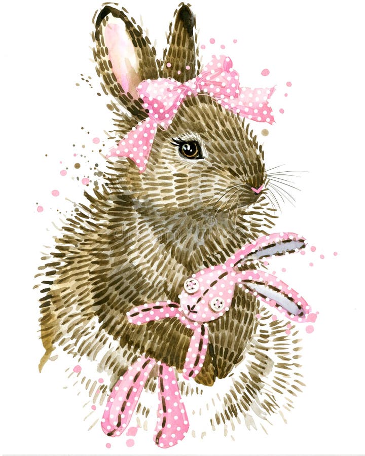 królik słodki Akwarela królik królik Dzika królik akwarela ilustracja wektor królik słodki Akwarela królik królik Dzika królik akwarela ilustracja wektor