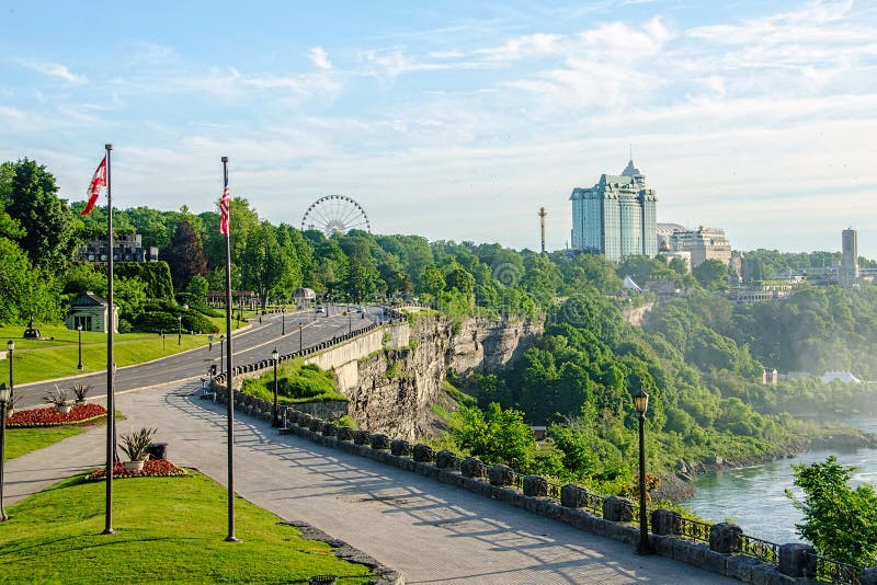 View of the Victoria Park at Niagara falls Ontario Canada and the Sky Wheel in the background. View of the Victoria Park at Niagara falls Ontario Canada and the Sky Wheel in the background