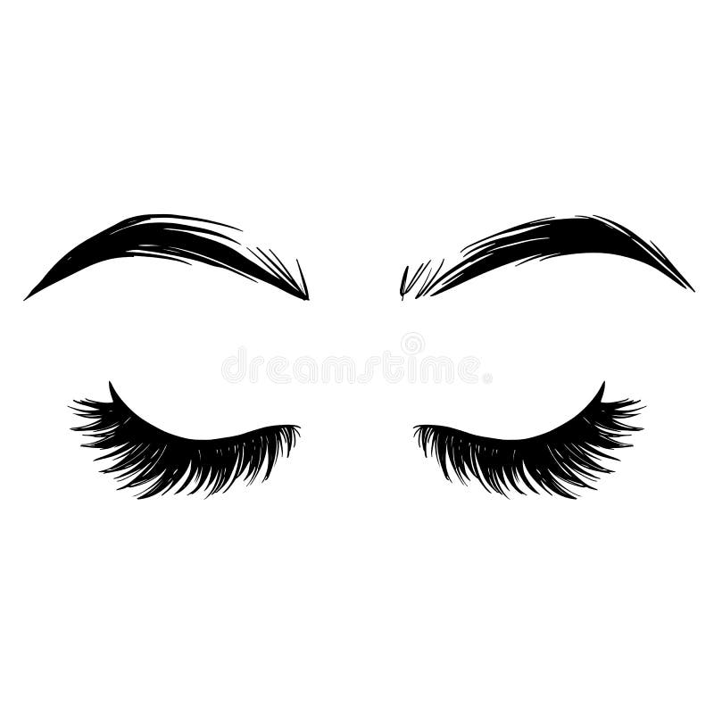 Brows and lashes vector illustration. Beautiful Eyelashes. For beauty salon, lash extensions maker, brow master. Close eyes. Brows and lashes vector illustration. Beautiful Eyelashes. For beauty salon, lash extensions maker, brow master. Close eyes.