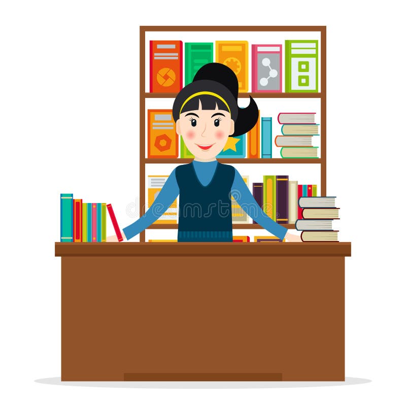 Księgarz przy bookstore ilustracja wektor Księgarz przy bookstore ilustracja wektor