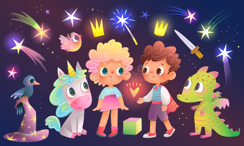 Księżniczka magii bajkowe stworzenia royalty ilustracja