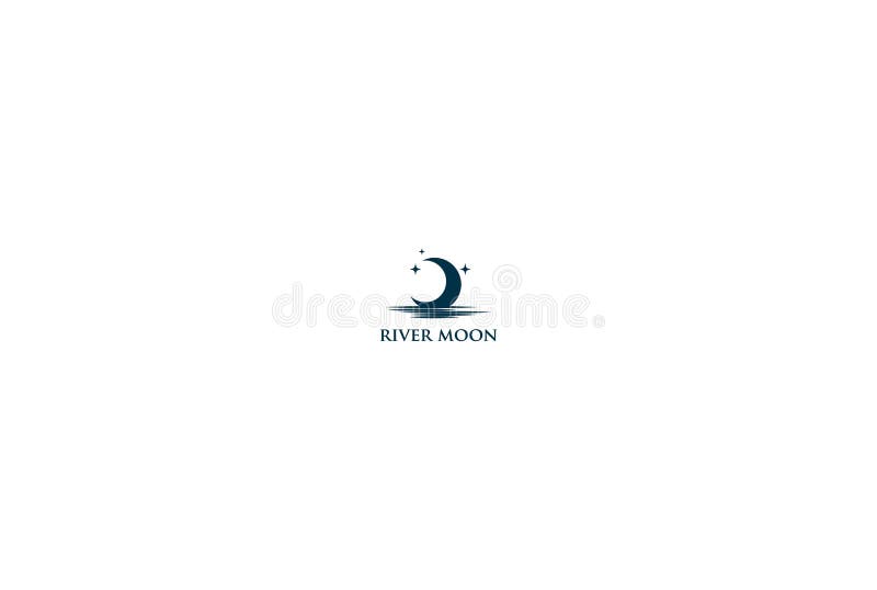 Księżyc crescent z wektorem projektu logo jeziora rzecznego royalty ilustracja