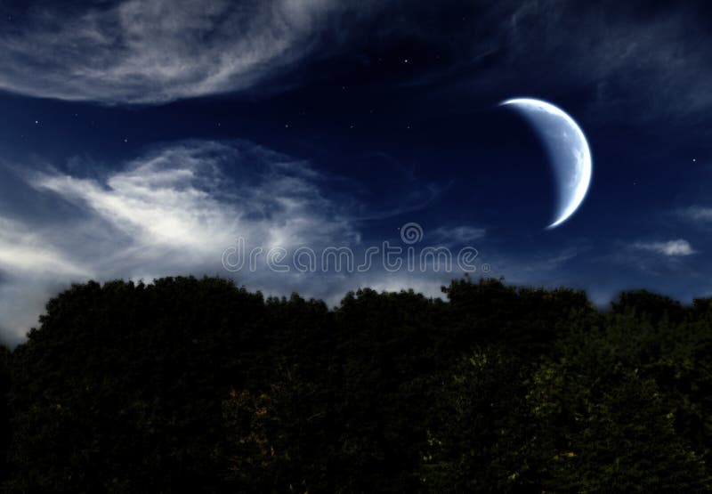 Księżyc krajobrazowa noc