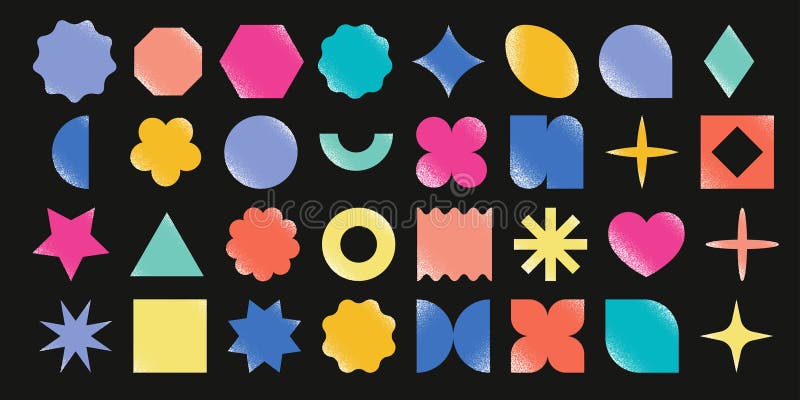 Kształty geometryczne z teksturą. prosty wektor ilustrowany stylem retro. wektorowy ilustrowany styl retro.