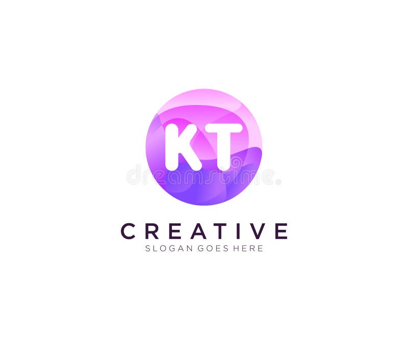 KT initial logo With Colorful Circle template vector royalty free illustration
