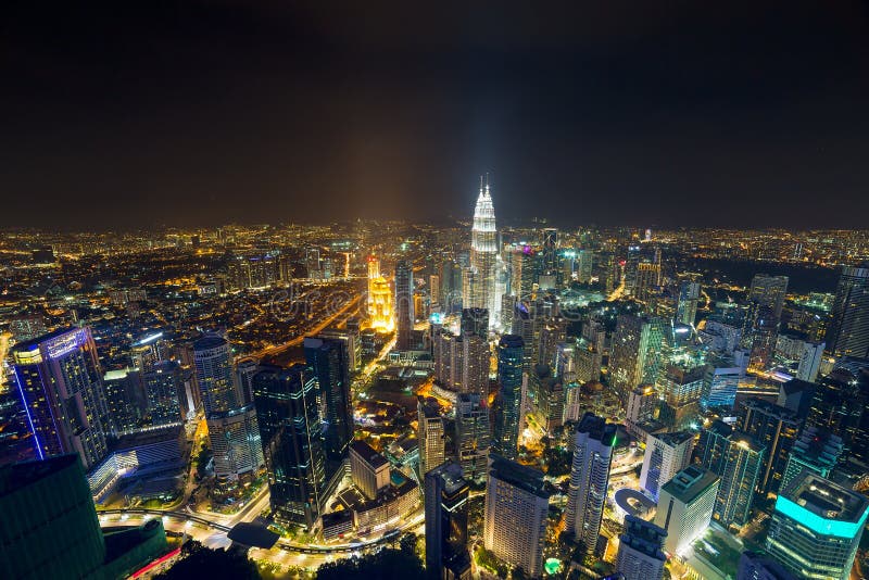 Kuala Lumpur Aerial Nightscape imagens de stock Kuala Lumpur Aerial Nightscape imagens de stock
