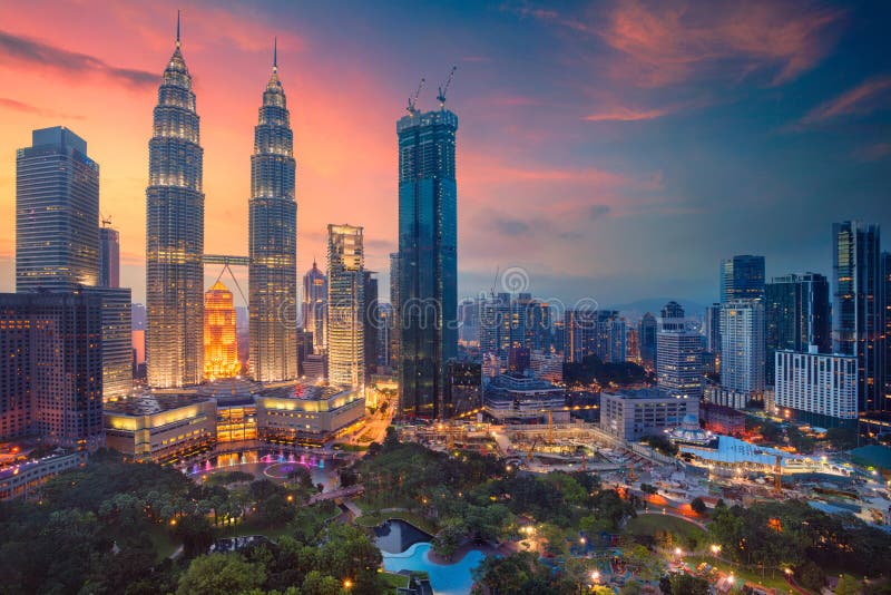 Paisaje urbano imagen de, Malasia durante atardecer.