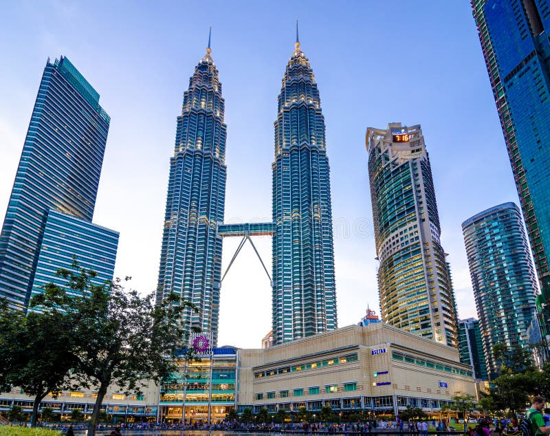 Kuala Lumpur , Malaysia - May 14, 2022: Kuala Lumpur City Center, Menara Berkembar Petronas Two 88-story towers connected by a