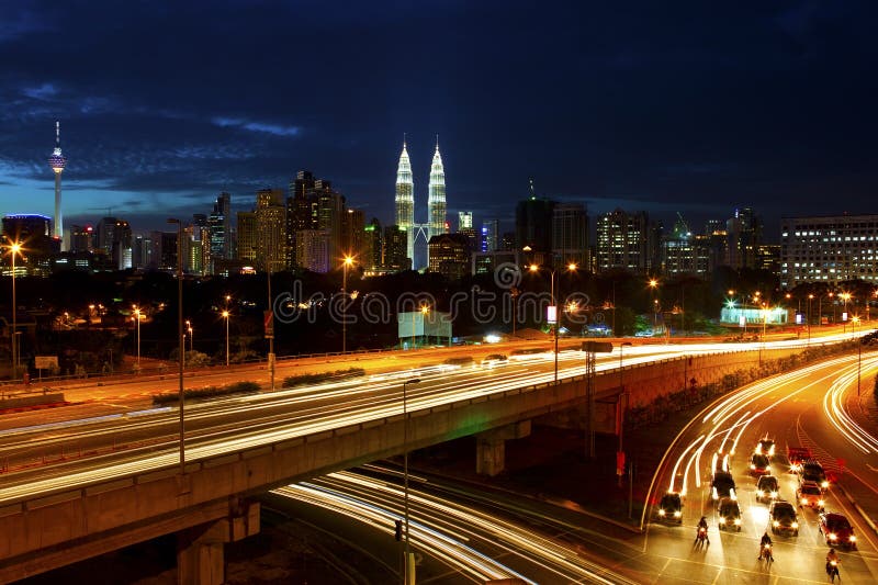 Kuala Lumpur skyline at night.