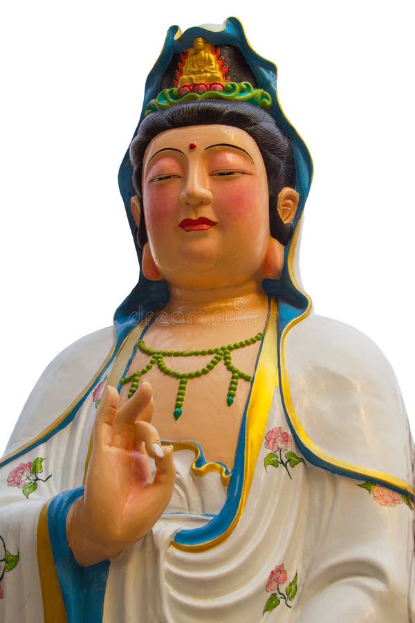 Kuan Yim, Chinese Goddess Isolated on White Background. Stock Photo