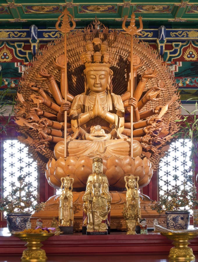 Kuan yin wood sculpture