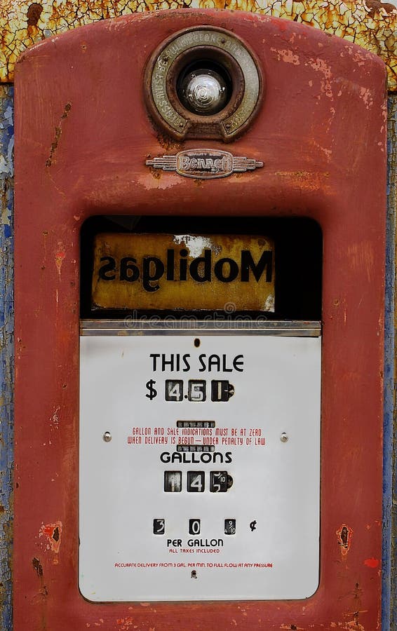 Old rusted vintage Mobil gasoline pump on route 66 at Wagon Wheel Motel. Old rusted vintage Mobil gasoline pump on route 66 at Wagon Wheel Motel