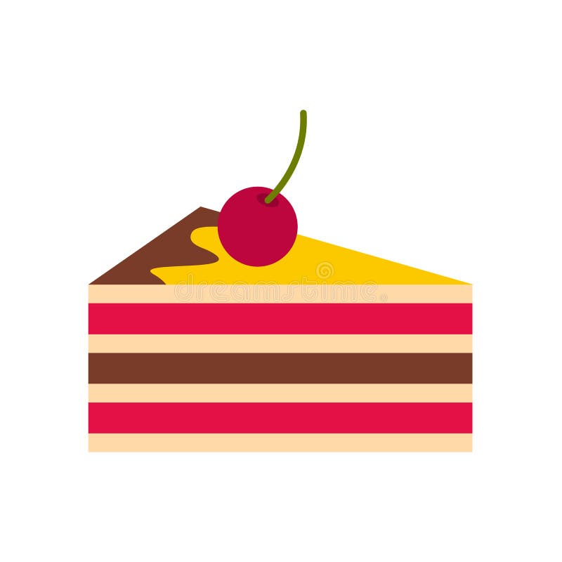 Kuchen mit Kirschikone, flache Art lizenzfreie abbildung