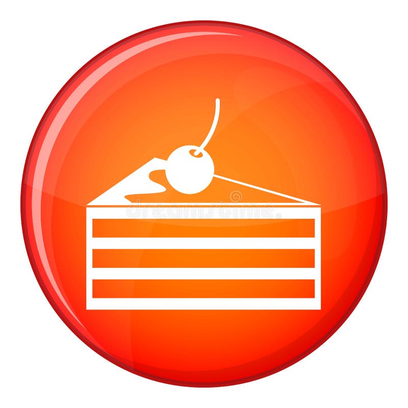 Kuchen mit Kirschikone, flache Art stock abbildung