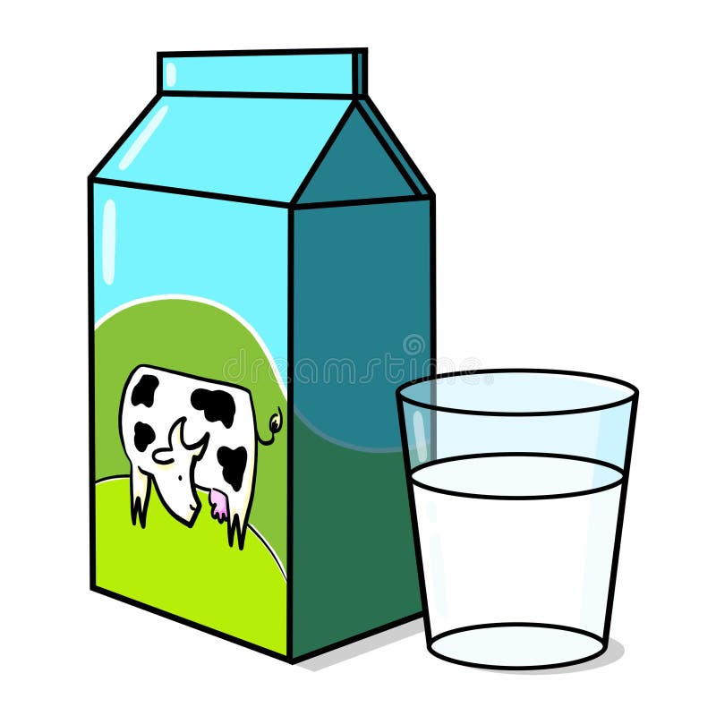 Milch-Karton Mit Kuh-Abbildung Stock Abbildung - Illustration Von Grün,  Zeichnung: 26659124