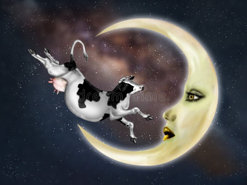 Kuh sprang über den Mond vektor abbildung Kuh sprang über den Mond vektor abbildung