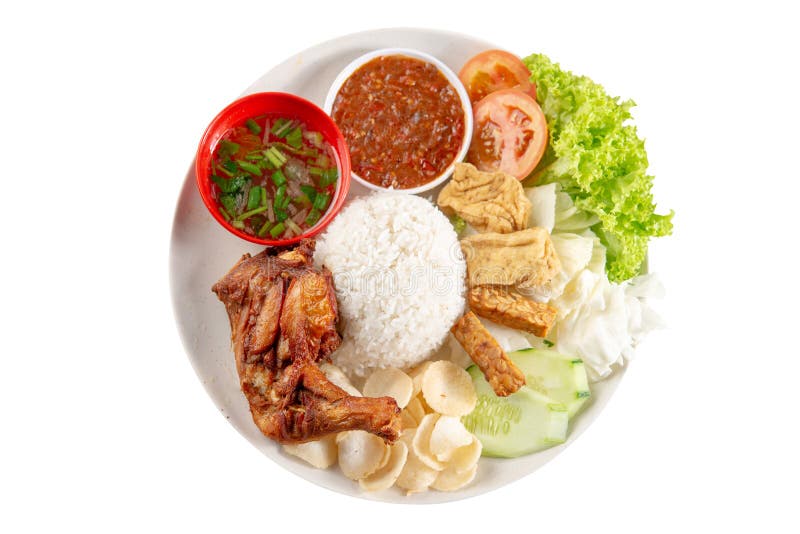 Kukus lemak Nasi с зажаренным drumstick стоковые изображения