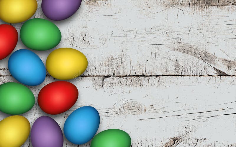 Kul?ra p?sk?gg p? tr?bakgrund Lantlig vit bakgrund Färgrika påskägg på en vit trätabell, garnering arkivbilder Kul?ra p?sk?gg p? tr?bakgrund Lantlig vit bakgrund Färgrika påskägg på en vit trätabell, garnering arkivbilder