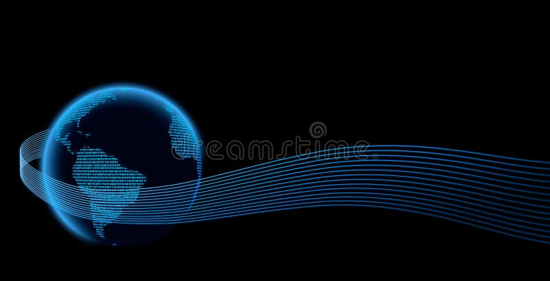 Digital globe with wavy lines on black. Digital globe with wavy lines on black.