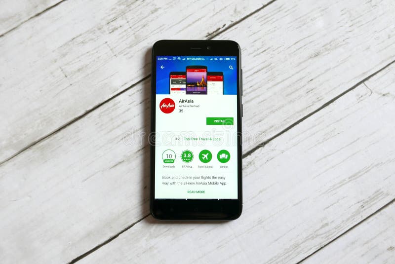 KULIM,MALAYSIA APRIL 11TH,2018 Air Asia Application on Android