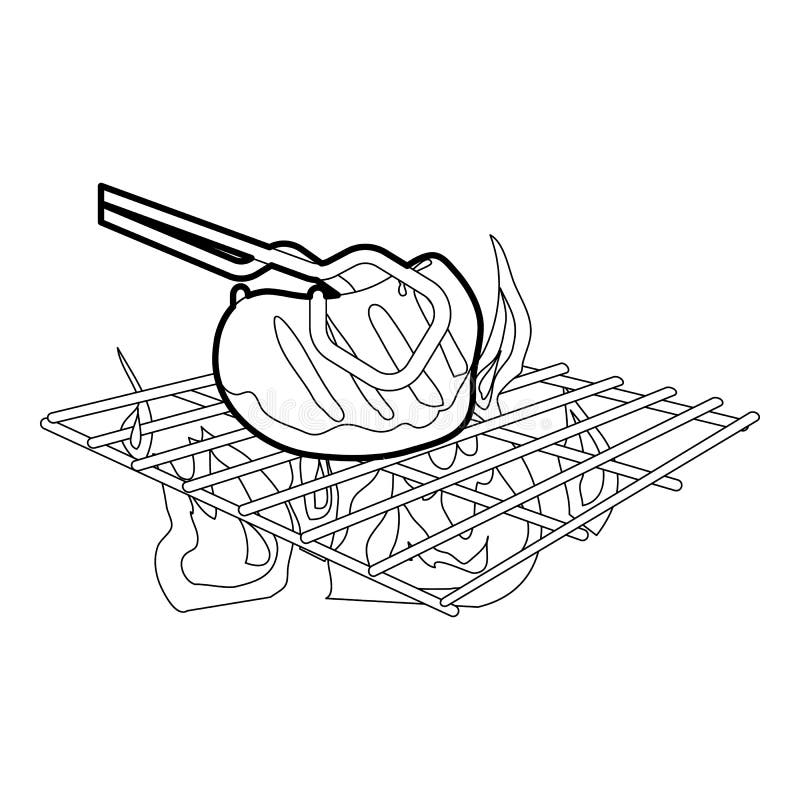 Kulinarna wołowina na grill ikony konturze ilustracja wektor Kulinarna wołowina na grill ikony konturze ilustracja wektor