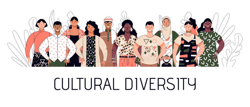 Kulturell mångfald med teckningsvektor för flera raser som isolerats.
