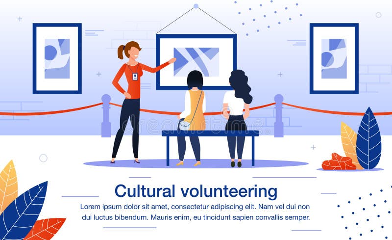 Kulturellt volontärarbete i Flat Vector Poster i museum