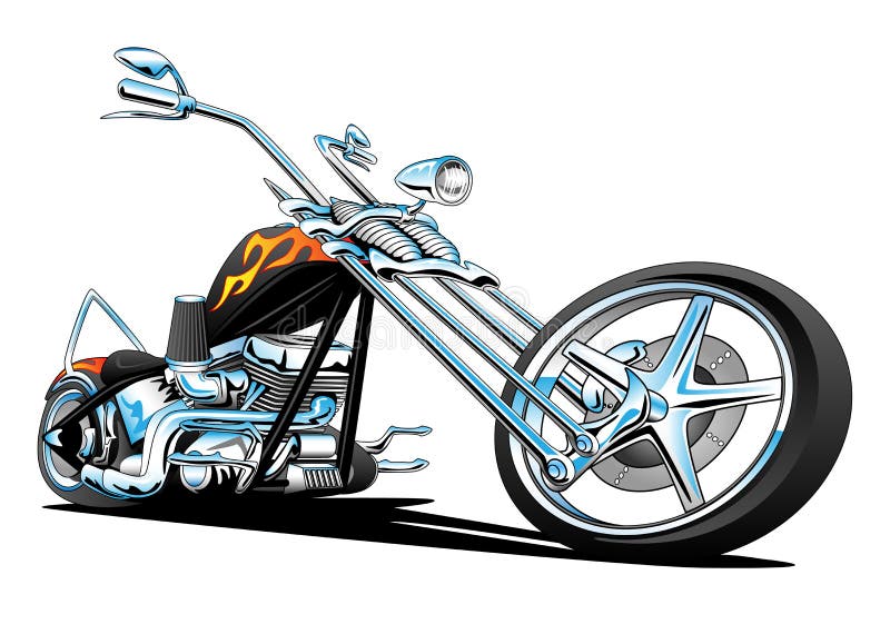 Kundenspezifischer Amerikaner Chopper Motorcycle, Farbe stock abbildung Kundenspezifischer Amerikaner Chopper Motorcycle, Farbe stock abbildung