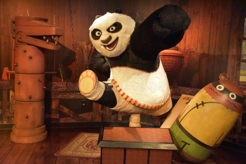 Kung Fu Panda wax statue at Madame Tussauds Wax Museum at ICON Park in Orlando, Florida