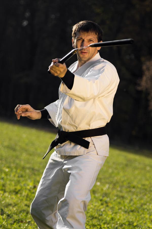 Kungfu Master with Nunchaku Stock Image Image of black, expert 81997281