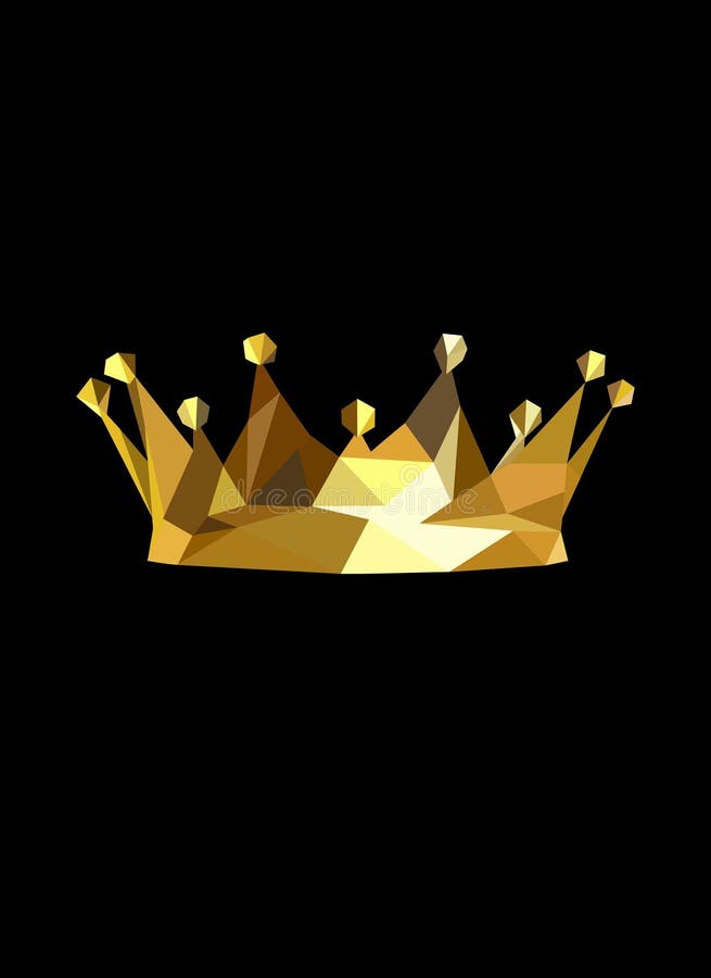 Kunglig person krönar Guld- krona för konungpoligonalvektor