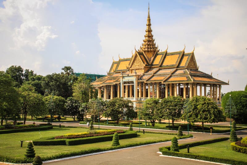 Kunglig slott, Phnom Penh, Cambodja arkivbilder