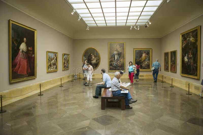 Kunst appreciators sehen Malereien in Museum de Prado, Prado-Museum, Madrid, Spanien an