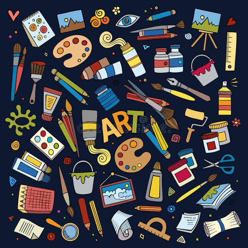 Kunst- und Handwerksvektorsymbole und -gegenstände vektor abbildung Kunst- und Handwerksvektorsymbole und -gegenstände vektor abbildung