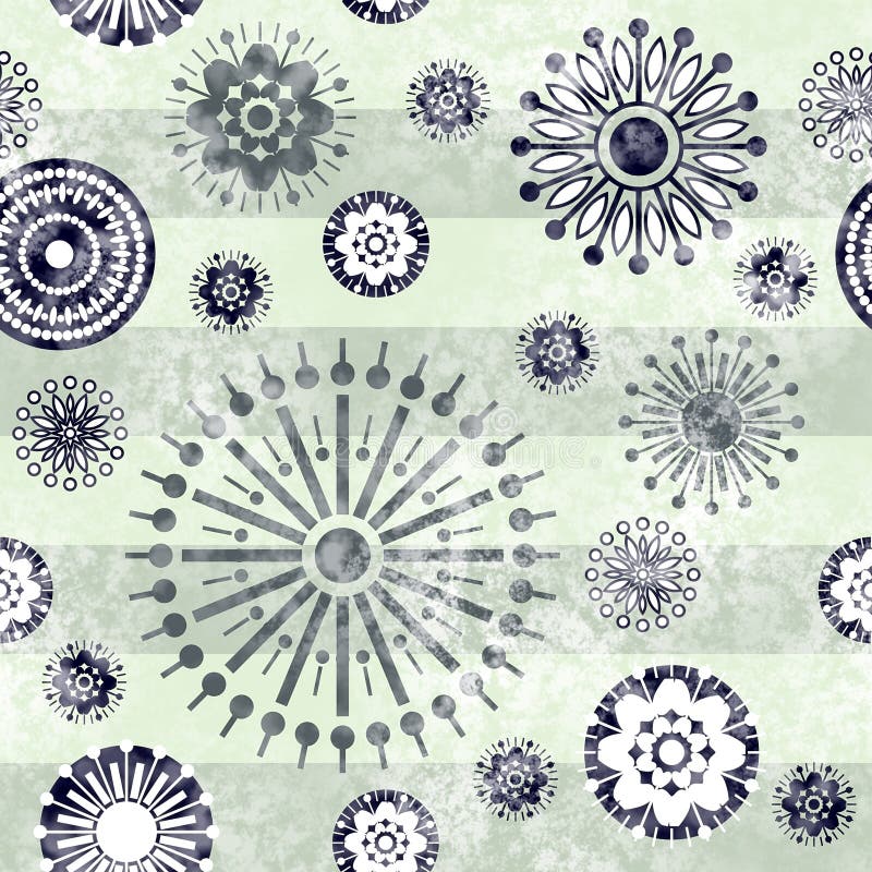 Kunstweinlese stilisierte nahtloses Muster der geometrischen Blumen, monochr vektor abbildung Kunstweinlese stilisierte nahtloses Muster der geometrischen Blumen, monochr vektor abbildung