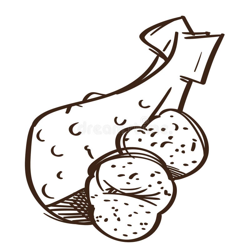 Kurczak noga z piec grulami na białym tle Fast food royalty ilustracja Kurczak noga z piec grulami na białym tle Fast food royalty ilustracja