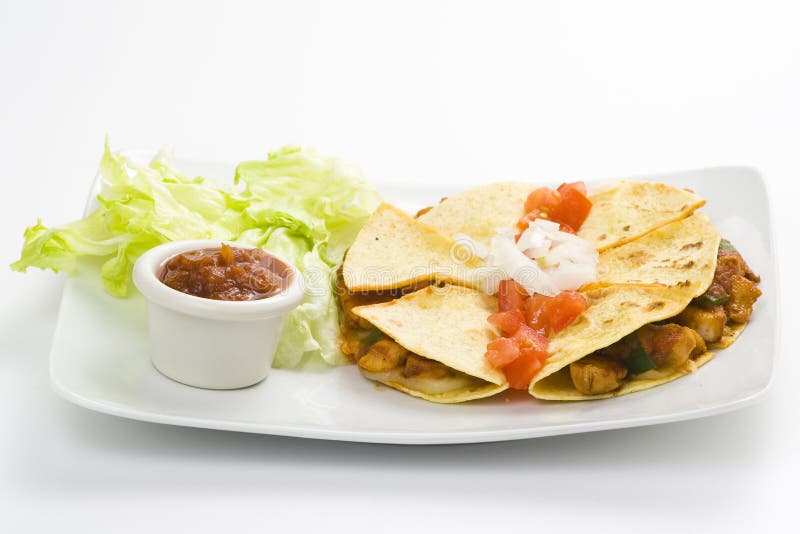 Kurczaka wyśmienicie świezi quesadilla warzywa zdjęcie stock