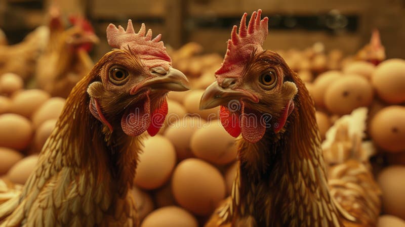 Chickens stand in barn at farm in Granby Quebec, Chickens are seen at farm in San Francisco California on April 1 2013. AI generated. Chickens stand in barn at farm in Granby Quebec, Chickens are seen at farm in San Francisco California on April 1 2013. AI generated