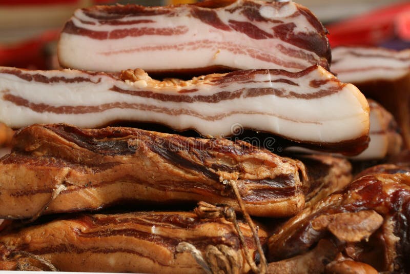 Kurerad Meat/bacon royaltyfri fotografi Kurerad Meat/bacon royaltyfri fotografi