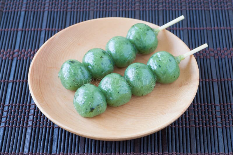 Kusa Dango, Mugwortflavored Rice Dumpling Stock Photo Image of bean