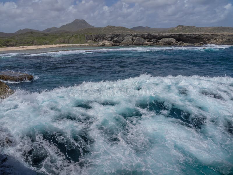Kustlijn van het Christoffel National Park stock afbeelding