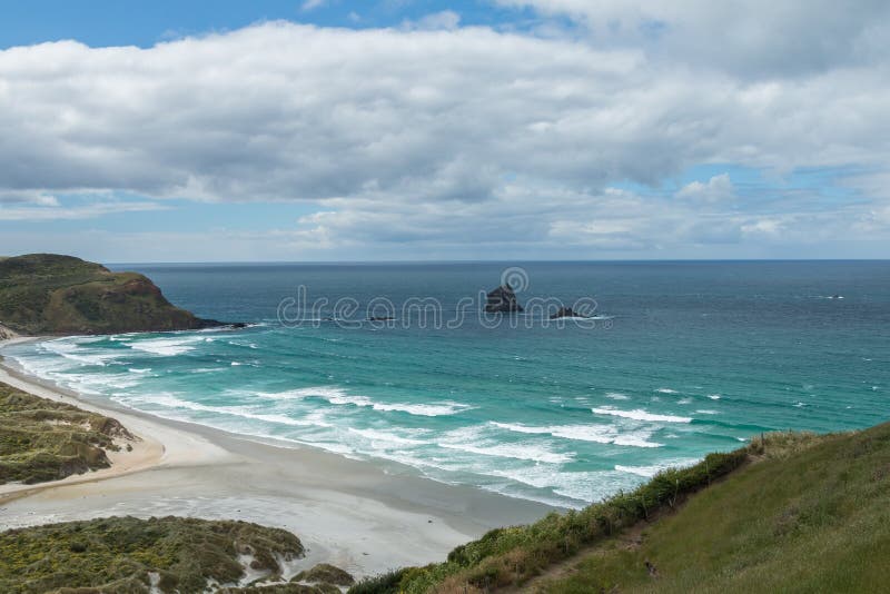 Kustmening van Nieuw Zeeland van Sandfly Baai dichtbij Dunedin, Zuideneiland, Nieuw Zeeland royalty-vrije stock foto Kustmening van Nieuw Zeeland van Sandfly Baai dichtbij Dunedin, Zuideneiland, Nieuw Zeeland royalty-vrije stock foto