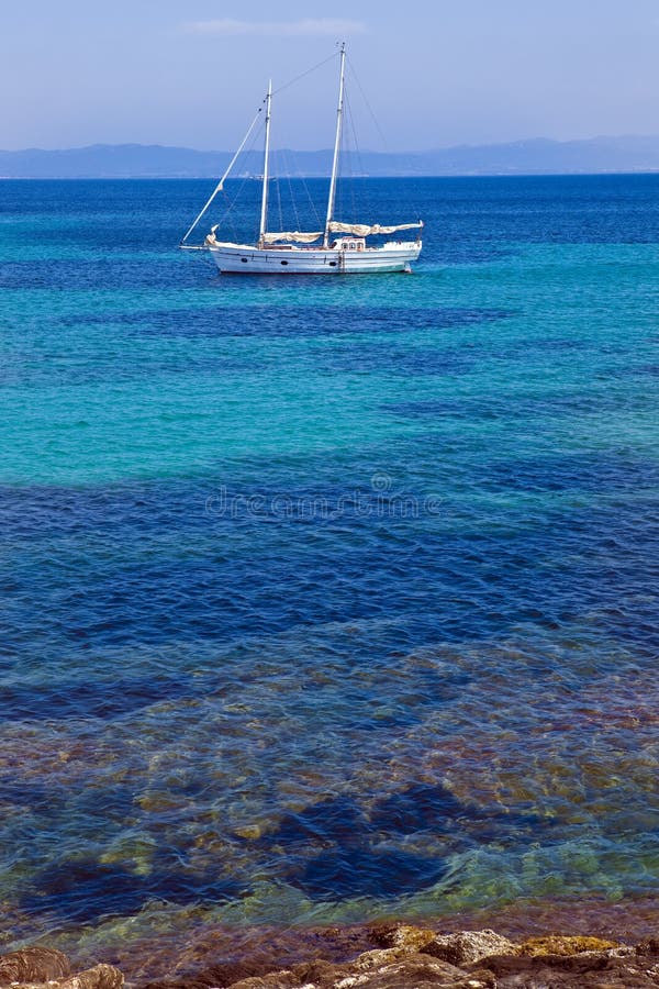 A schooner mooring at Porquerolles island (Cote d'Azur). A schooner mooring at Porquerolles island (Cote d'Azur)