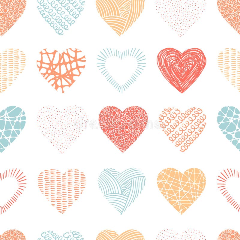 Kute handgetekende doodle harten naadloos patroon, geweldig voor valentijnsdag, fabrics, uitnodigingen, banner, behangselpapier, stock illustratie Kute handgetekende doodle harten naadloos patroon, geweldig voor valentijnsdag, fabrics, uitnodigingen, banner, behangselpapier, stock illustratie