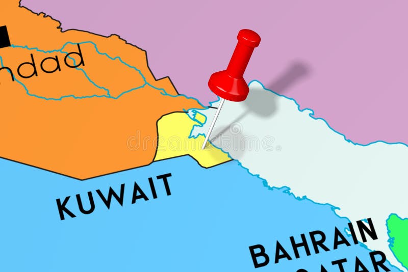 Kuwait, Kuwait City - capital city, pinned on political map royalty free illustration