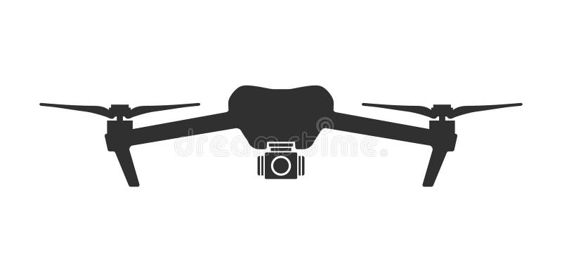 Kvadratkopter som flyger drone icons silhouette symbol. drönare fpv-knapp med åtgärdskamera. foto och video. vektorillustrationsbi royaltyfri illustrationer