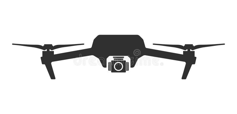 Kvadratkopter som flyger drone icons silhouette symbol. drönare fpv-knapp med åtgärdskamera. foto och video. vektorillustrationsbi stock illustrationer